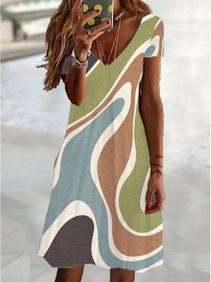 👗 Robe Été Col V & Manches Courtes – Grande Taille & Look Décontracté | XL-Charmes