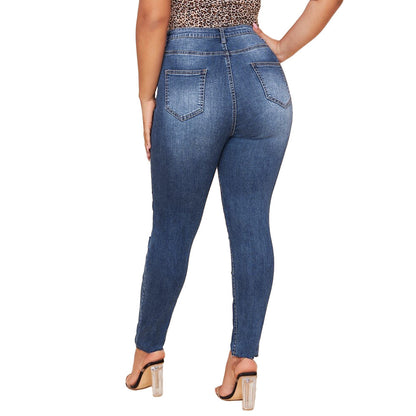 👖 Pantalon Slim Délavé & Déchiré – Jean Crayon Grande Taille Femme | XL-Charmes