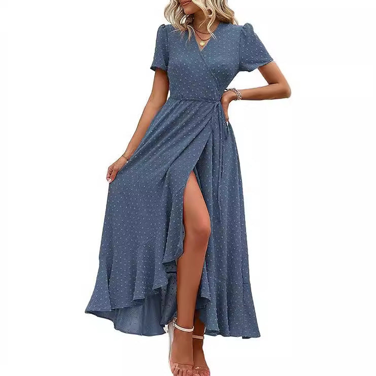 👗 Robe de Plage Plissée à Fente – Été Décontracté Femme | XL-Charmes