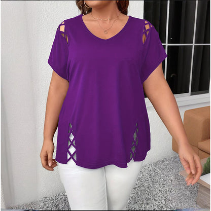 👚 T-shirt Croisé Col V Grande Taille – Élégance & Confort | XL-Charmes
