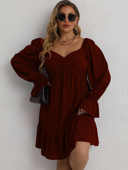 👗 Robe Bordeaux Ample – Style Décontracté Européen & Américain