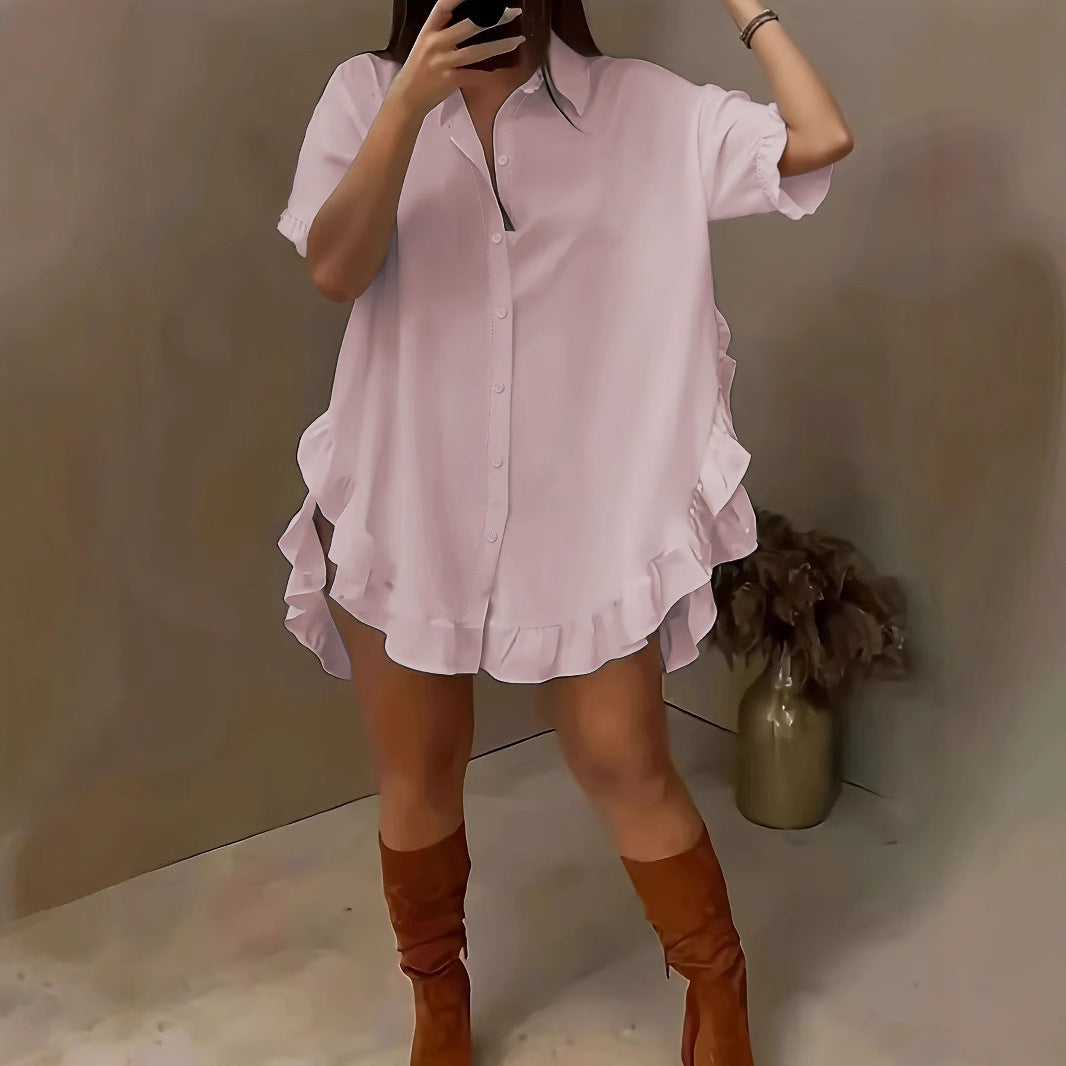 👚 Chemise ample femme printemps-été – Couleur unie, manches longues