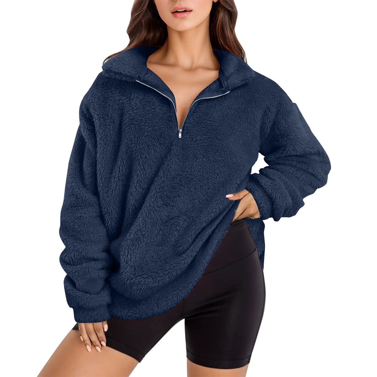 🧥 Pull Col Montant Femme – Doublé Polaire Velours | XL-Charmes