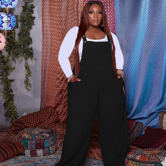 👖 Ensemble 2 Pièces Salopette Uni – Grande Taille Femme Décontractée | XL-Charmes