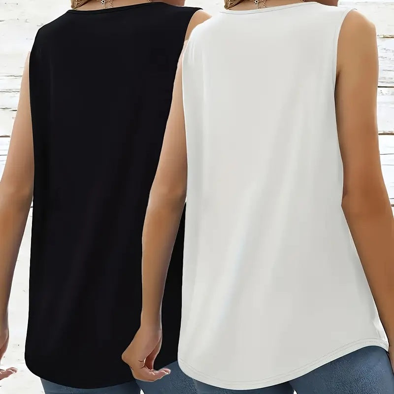 👚 Lot de 2 Débardeurs Été Femme – Col Carré & Coupe Ample | XL-Charmes