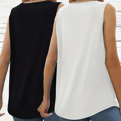 👚 Lot de 2 Débardeurs Été Femme – Col Carré & Coupe Ample | XL-Charmes
