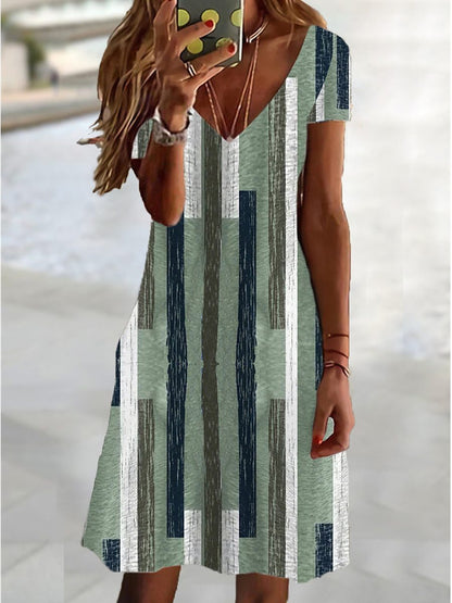 👗 Robe Été Col V & Manches Courtes – Grande Taille & Look Décontracté | XL-Charmes